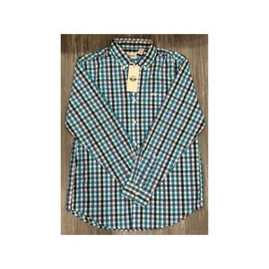 Dockers Men's Plaid Button Down Shirt - Blue and White